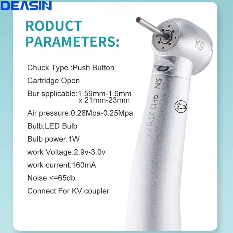 Dentist Fiber Optic LED High Speed Air Turbine Handpiece 2