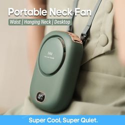 portable hanging neck and waist fan usb rechargeable bladeless cooler