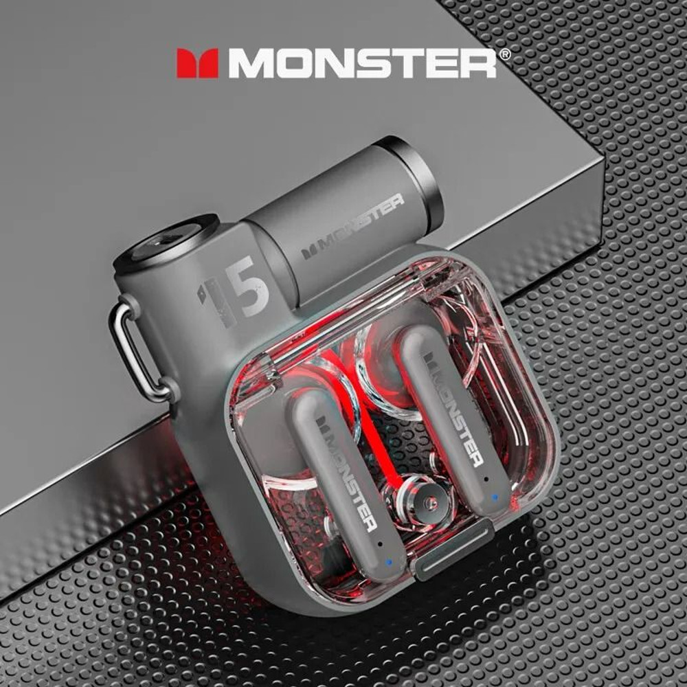 Monster XKT15 Wireless Bluetooth Earbuds With RGB Flip Cover 0