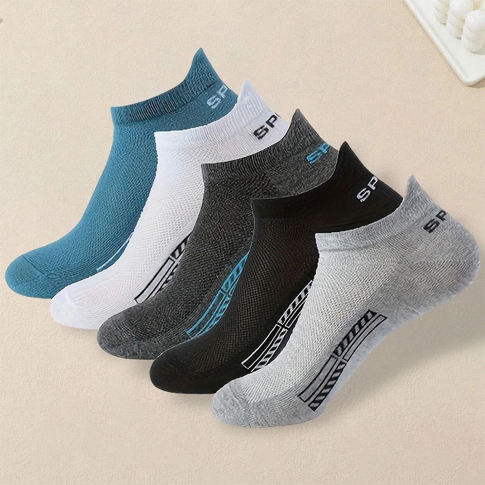 Mens Breathable Ankle Socks 5 Pair Set 7