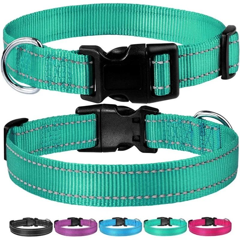 Reflective Adjustable Nylon Dog Collar For Small And Medium Pets 0
