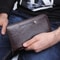 Genuine Leather Men Clutch Wallet Long Zipper Travel Purse 5