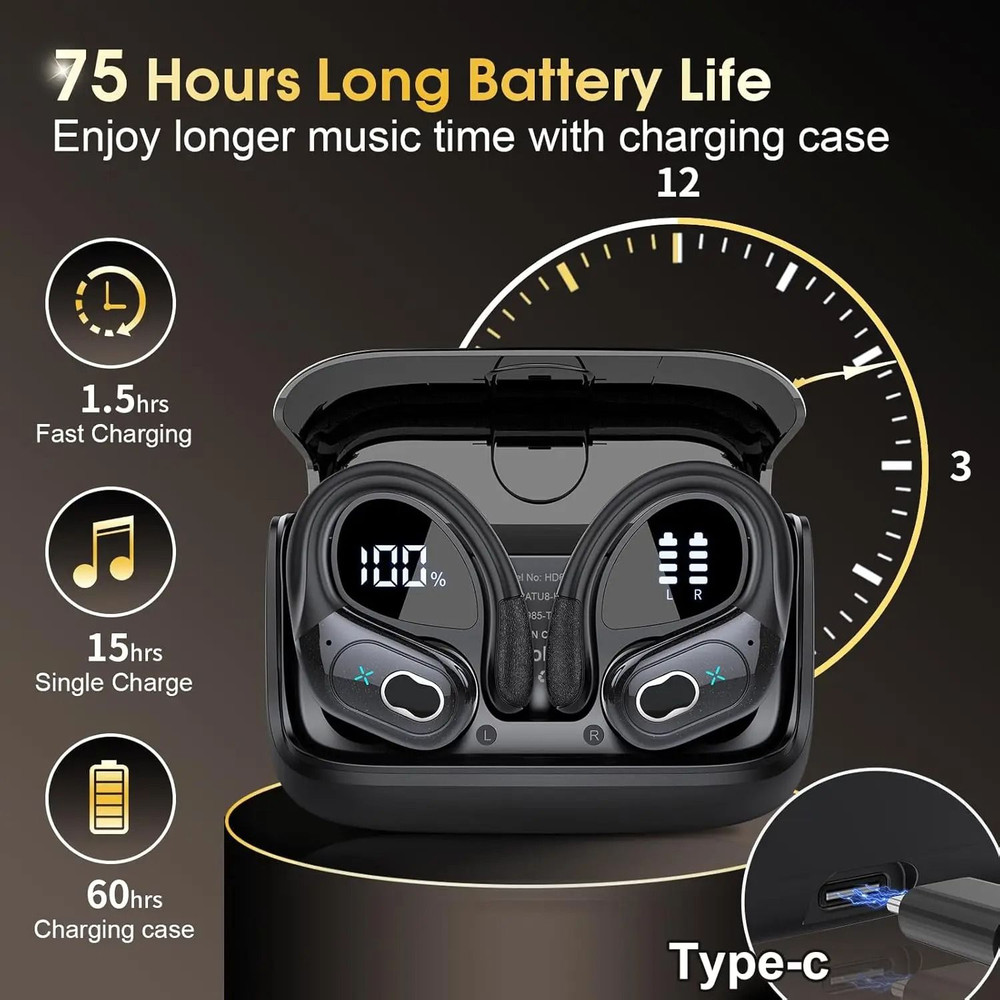 TWS Sports Bluetooth Earbuds LED Touch Headset 5