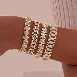 paperclip chain bracelet 14k gold plated with cubic zirconia accents