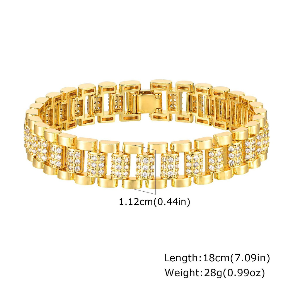 Paperclip Chain Bracelet 14K Gold Plated With Cubic Zirconia Accents 8