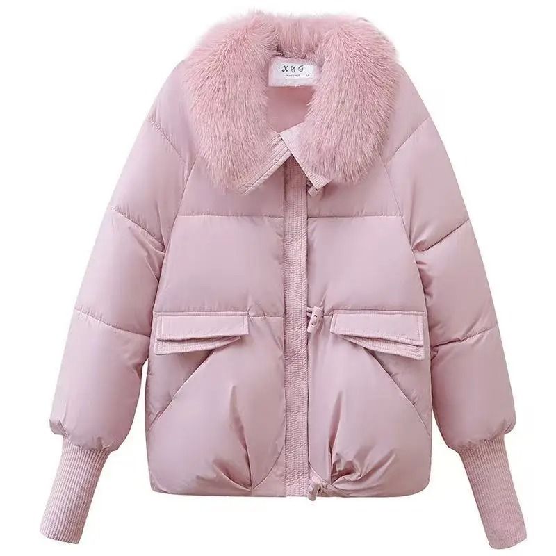 Women Winter Down Padded Short Jacket Fur Collar 10