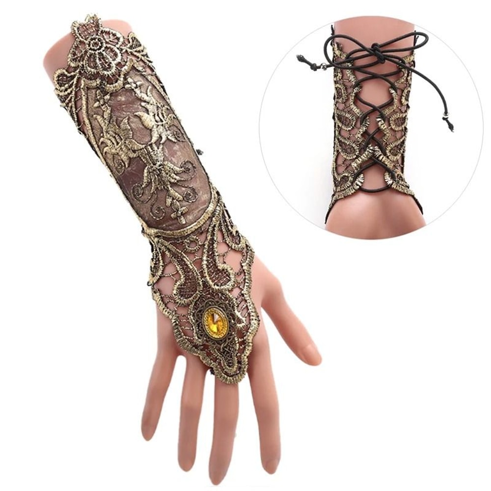 Gothic Steampunk Lace Fingerless Glove Arm Warmer 0