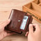 Leather Men RFID Short Wallet With Zipper Coin Purse 1