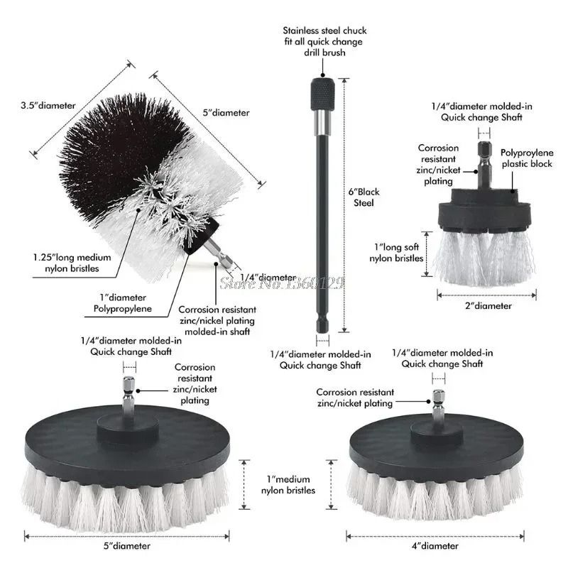 Power Scrubber Brush Attachment Set 4