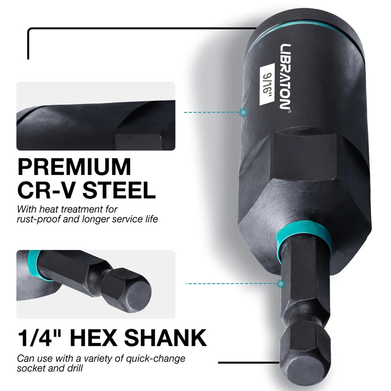 16 Piece Magnetic Nut Driver Set SAE For Impact Drill 3