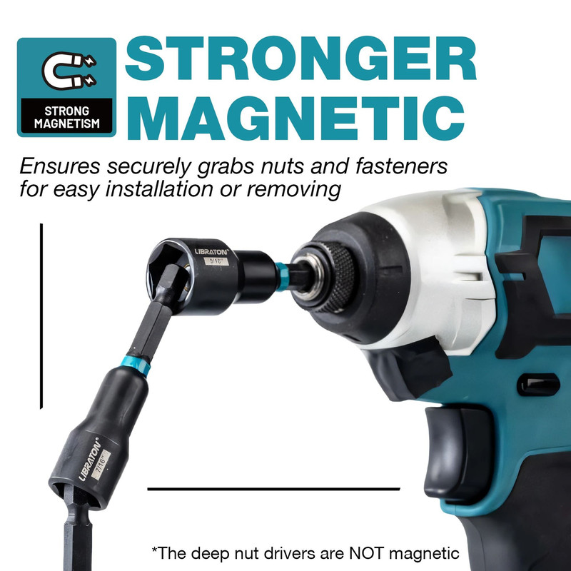 16 Piece Magnetic Nut Driver Set SAE For Impact Drill 4