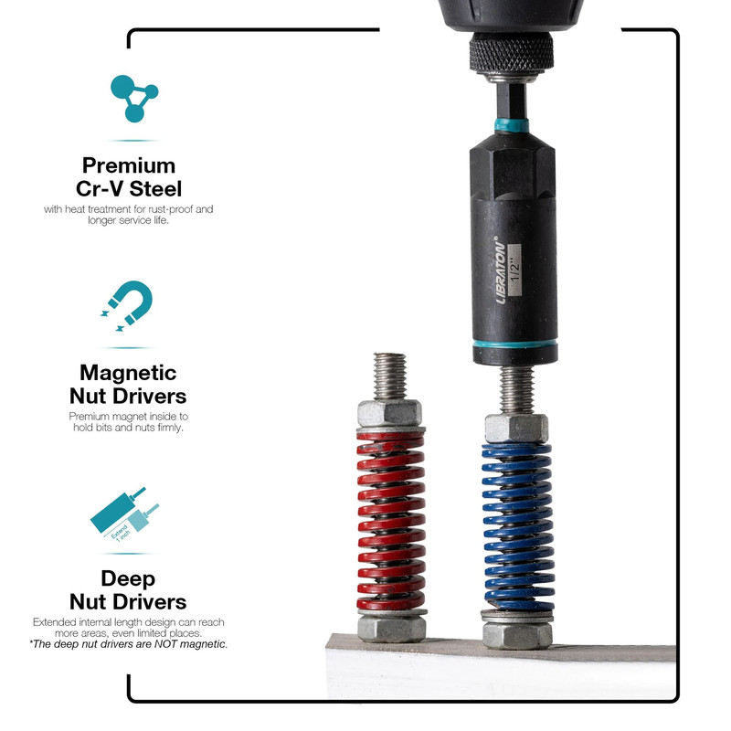 16 Piece Magnetic Nut Driver Set SAE For Impact Drill 5