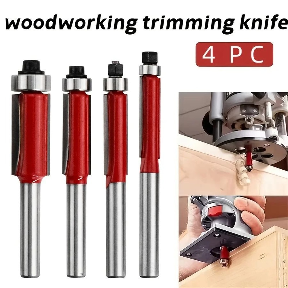 Premium 4 Piece Woodworking Router Bit Set For Smooth Cutting And Detailing 0