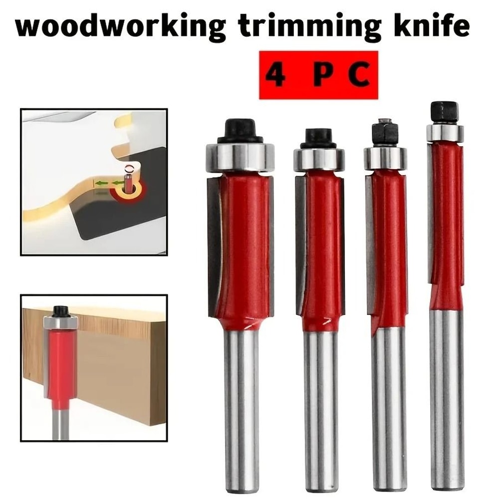 Premium 4 Piece Woodworking Router Bit Set For Smooth Cutting And Detailing 4