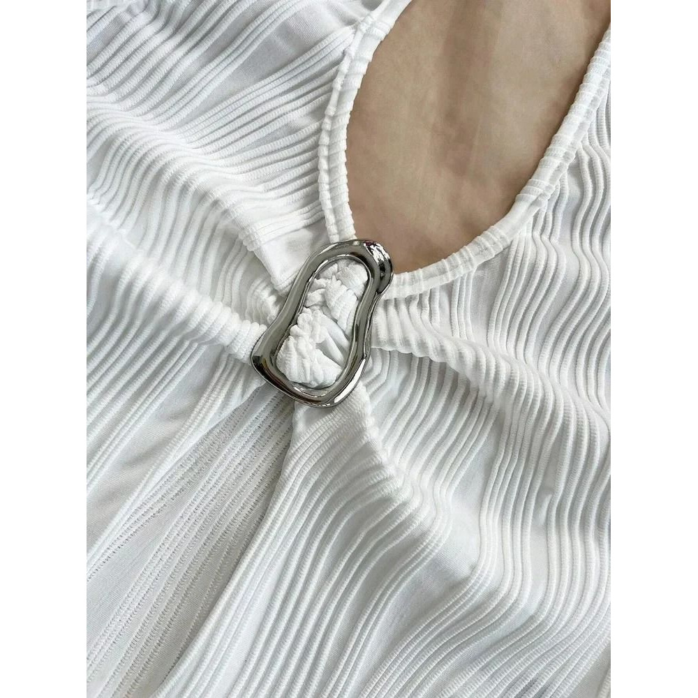 V Neck Halter Crop Top For Women Summer Split Backless Y2K 2