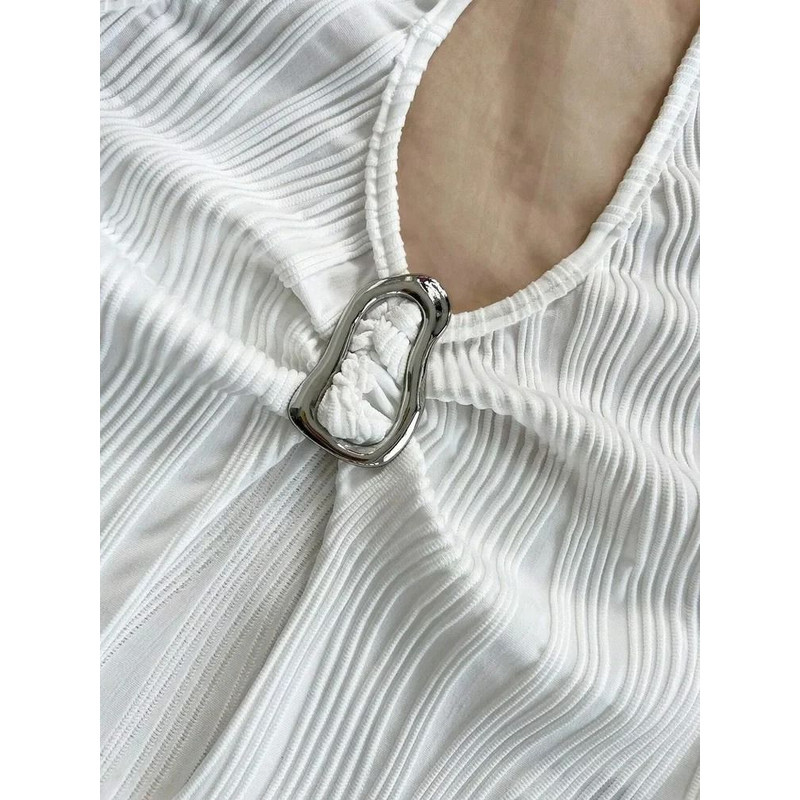 V Neck Halter Crop Top For Women Summer Split Backless Y2K 2