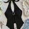 V Neck Halter Crop Top For Women Summer Split Backless Y2K 5