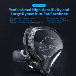 kz edc pro dynamic hifi in ear monitor with detachable cable