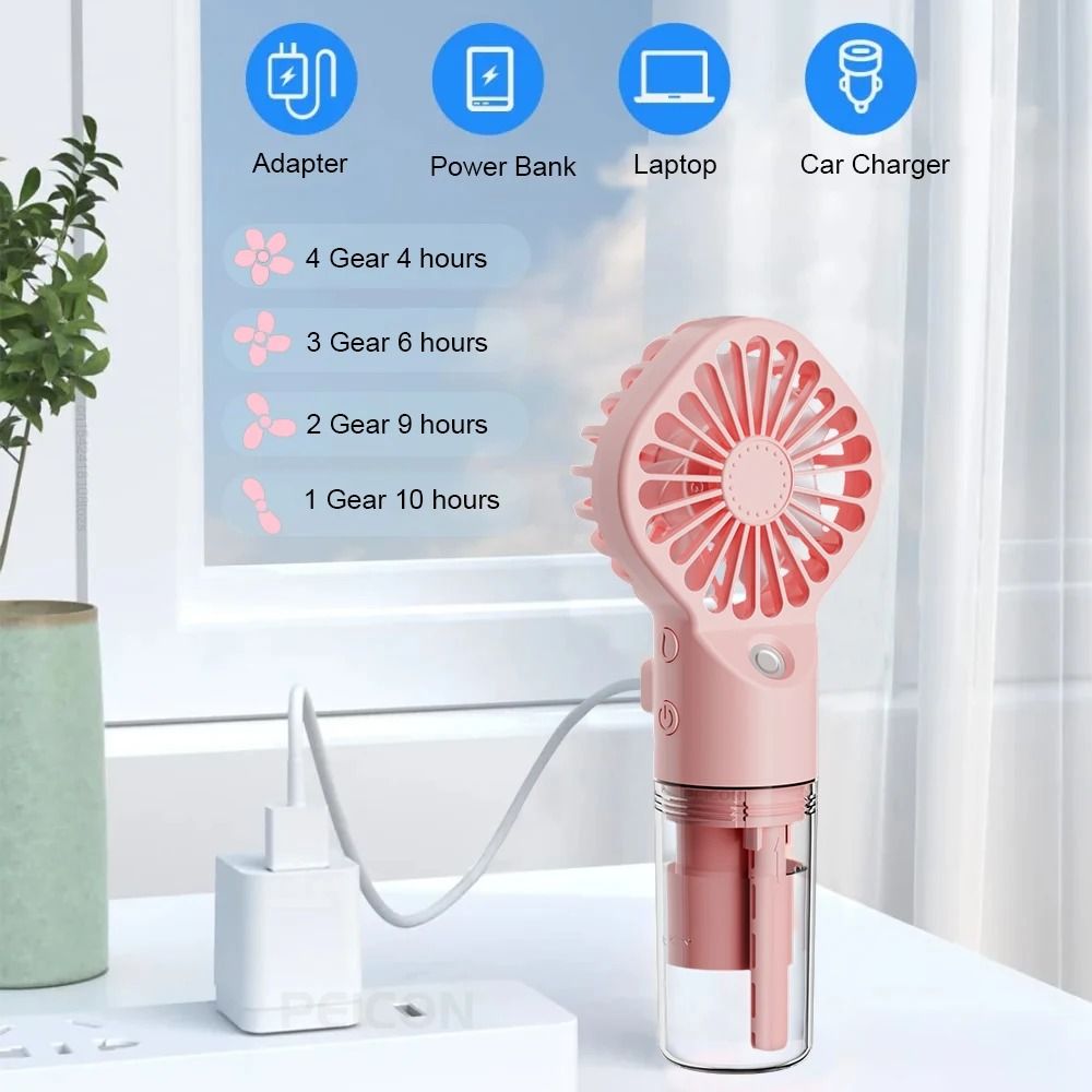 Portable Humidifier Fan Mini Handheld Mist Fan USB Rechargeable 4