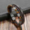 Leather Beaded Tiger Eye Multi Layer Bracelet For Men 18