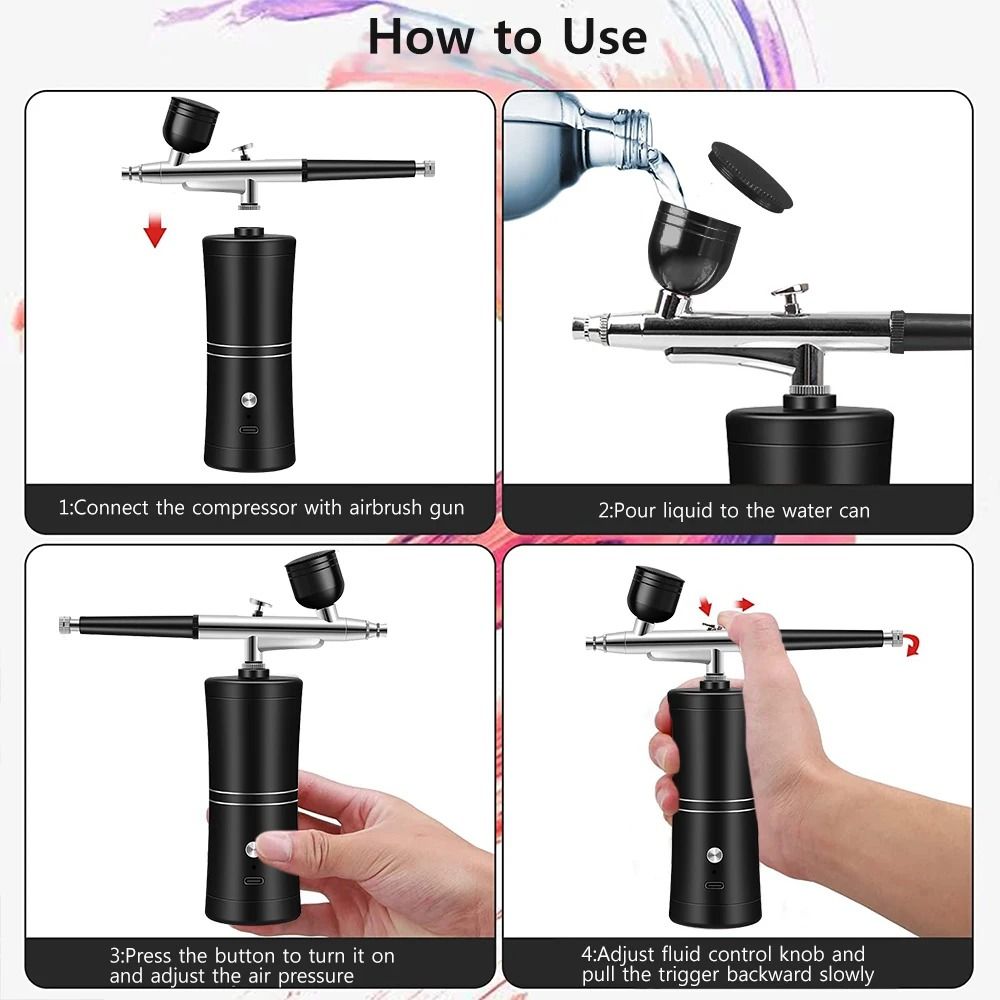 Portable Cordless Airbrush Kit With Compressor For Nail Art 3