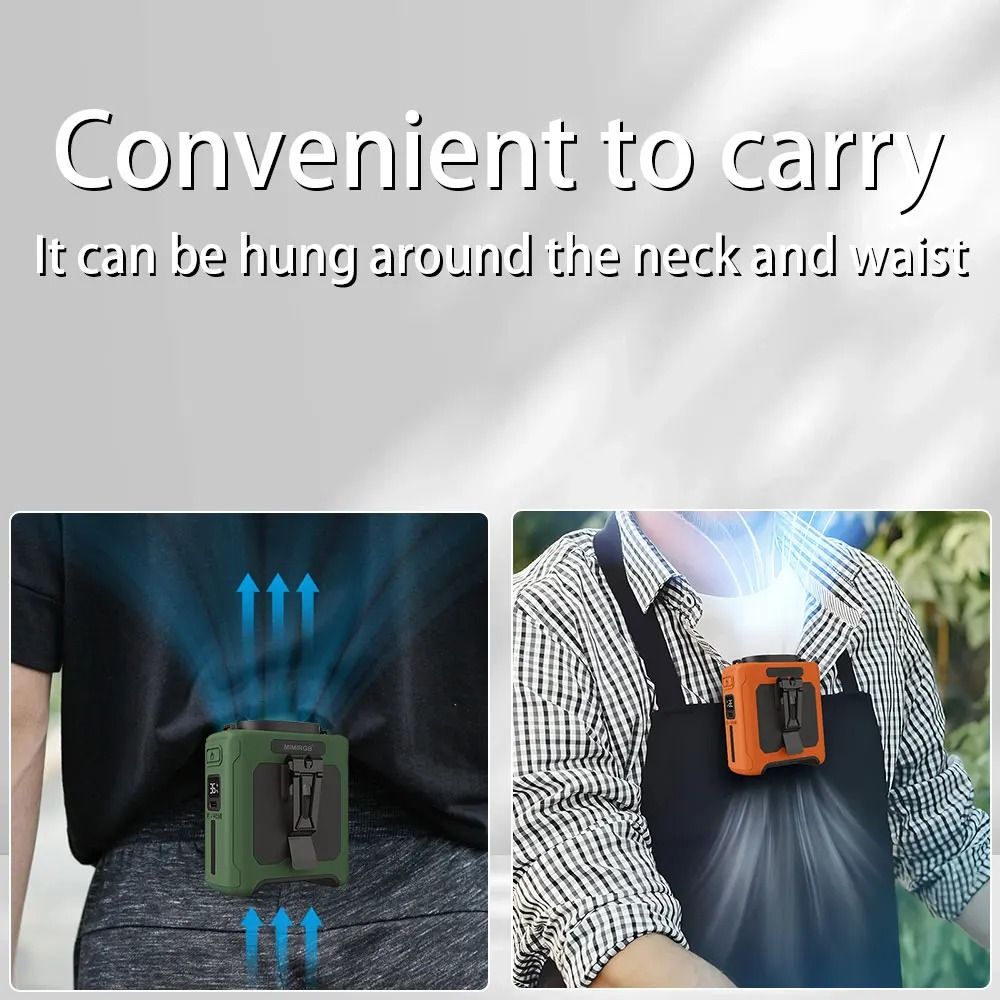 10000mAh Waist Fan 5 Speeds With Light Wearable Neck Fan 1