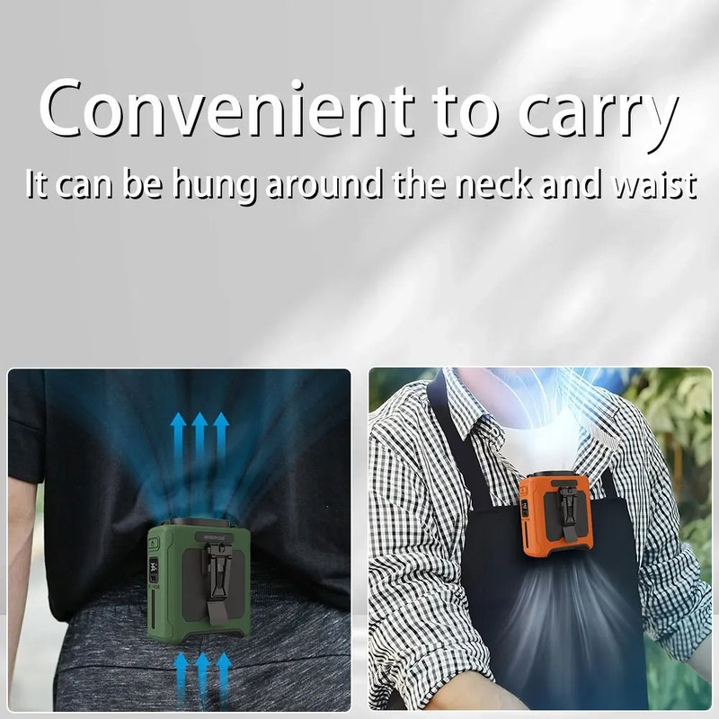 10000mAh Waist Fan 5 Speeds With Light Wearable Neck Fan 1