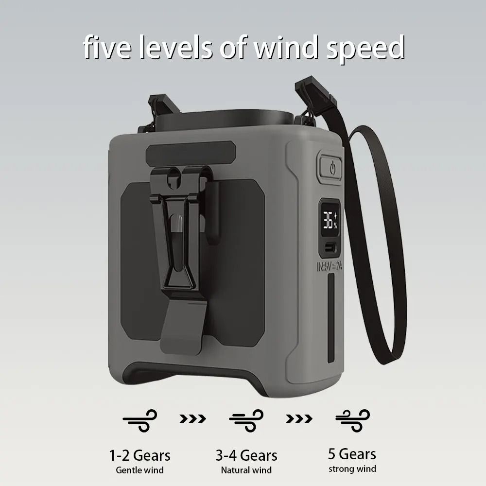 10000mAh Waist Fan 5 Speeds With Light Wearable Neck Fan 2