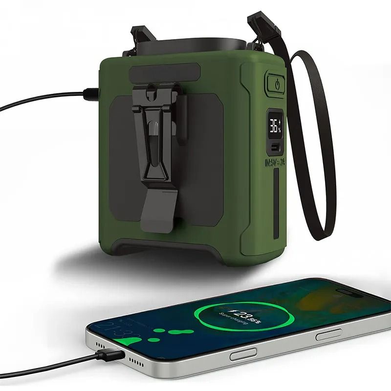 10000mAh Waist Fan 5 Speeds With Light Wearable Neck Fan 6