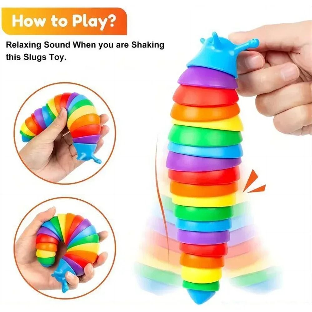 Fidget Slug Toy 3D Colorful 18cm Sensory Decompression Caterpillar 4