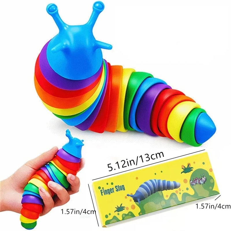 Fidget Slug Toy 3D Colorful 18cm Sensory Decompression Caterpillar 8