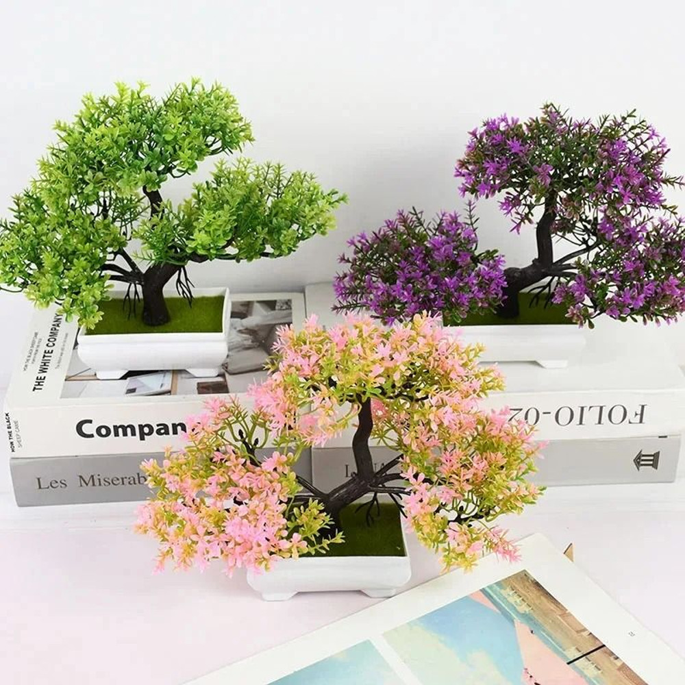 Artificial Bonsai Tree In Small Pot Home Decoration 0
