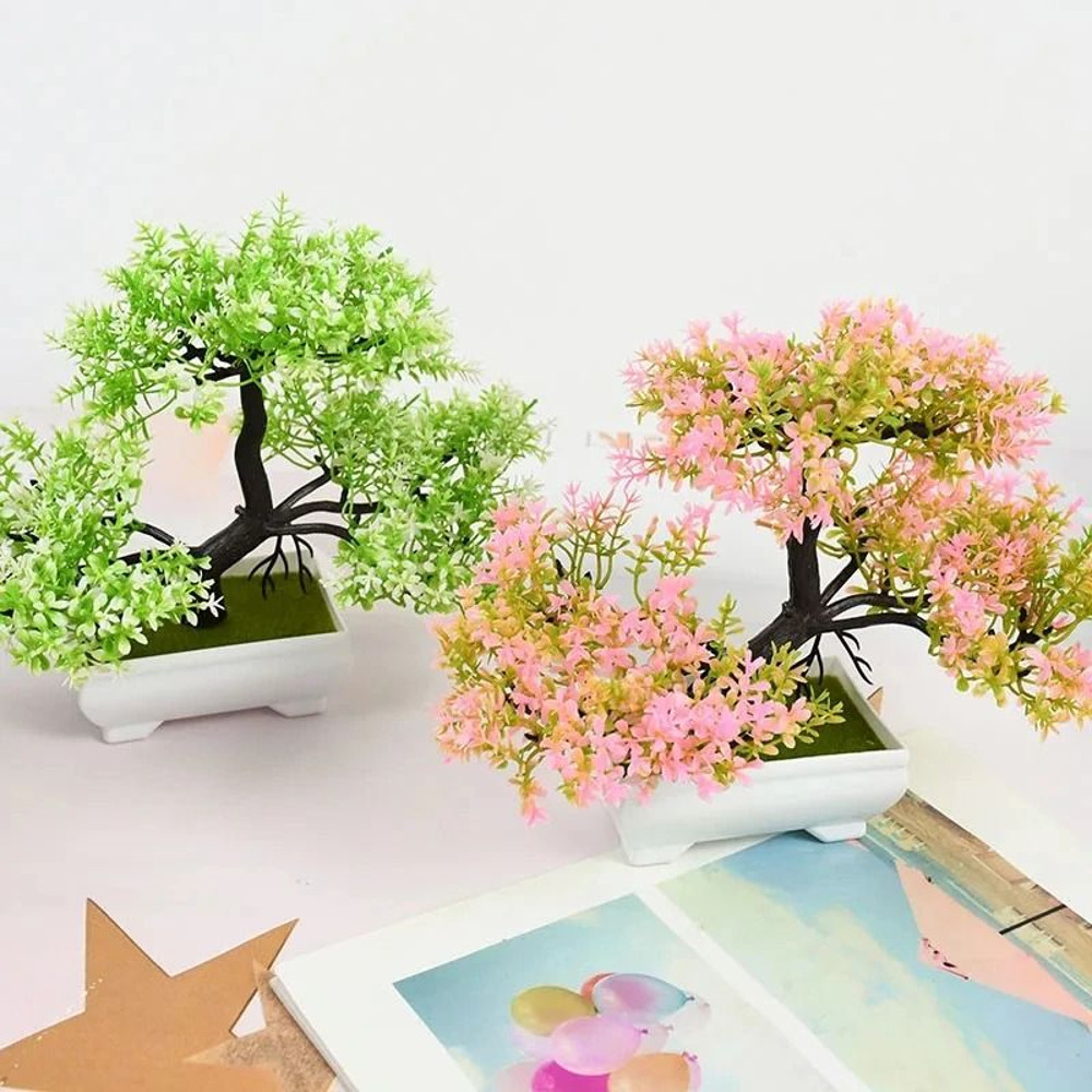 Artificial Bonsai Tree In Small Pot Home Decoration 1