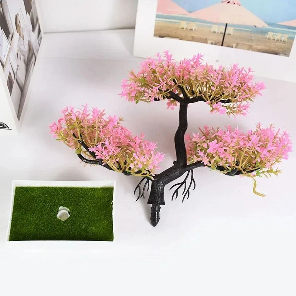 Artificial Bonsai Tree In Small Pot Home Decoration 5