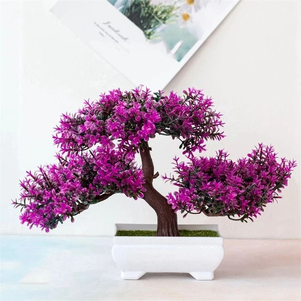 Artificial Bonsai Tree In Small Pot Home Decoration 8
