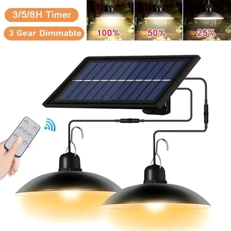 Solar Pendant Light Outdoor Waterproof LED Lamp With Remote Control 0