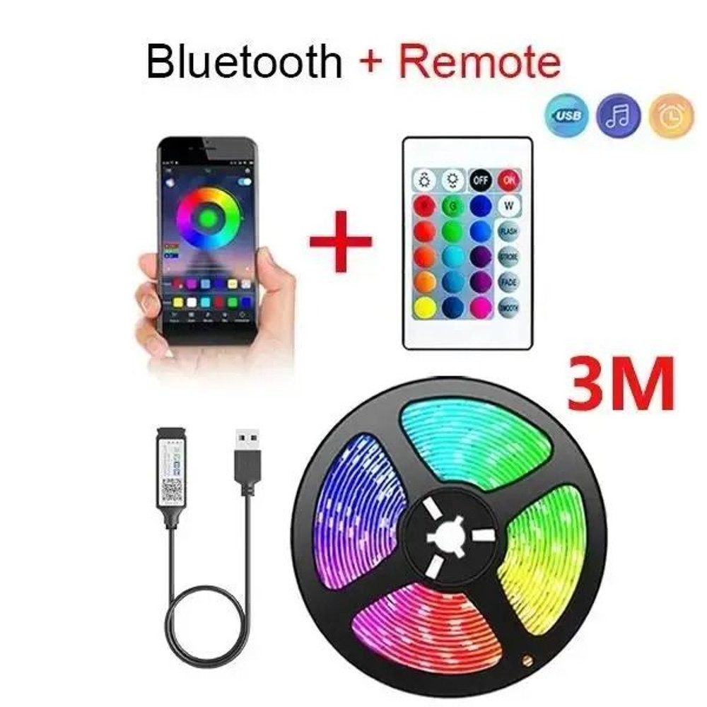Tape Bluetooth USB LED Strip Light RGB Flexible Self Adhesive Lighting 8