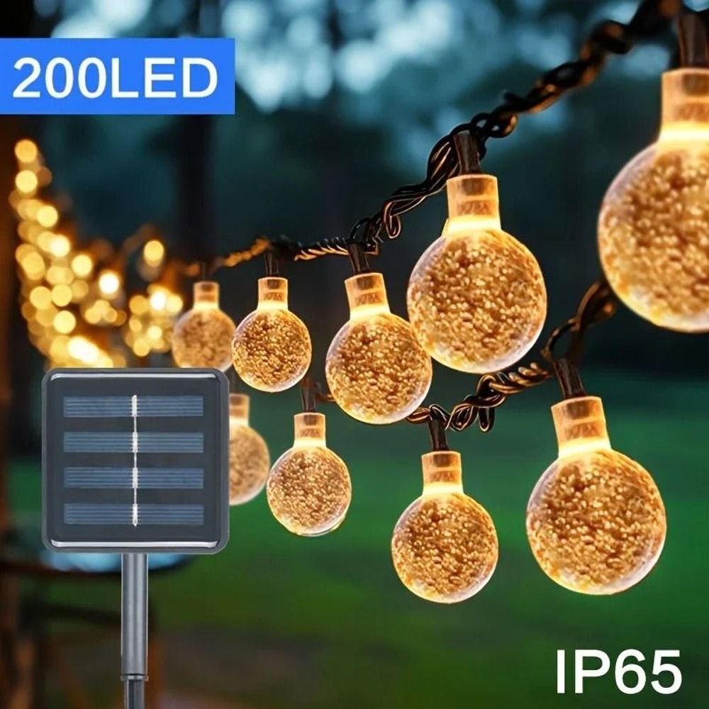 Solar LED Crystal Globe String Lights Outdoor With 8 Lighting Modes 0