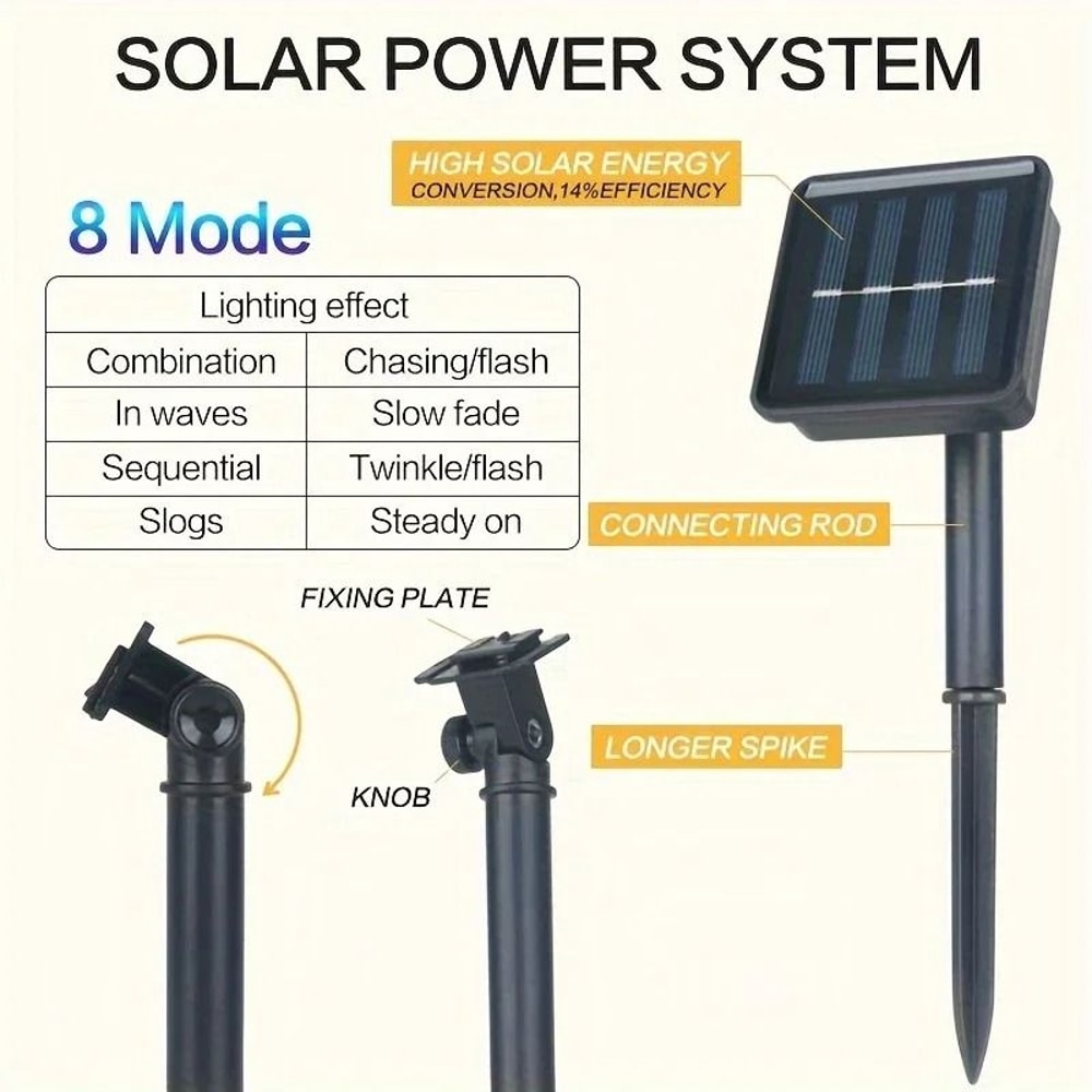 Solar LED Crystal Globe String Lights Outdoor With 8 Lighting Modes 2