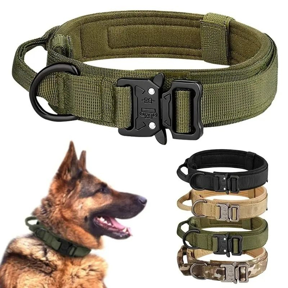 Tactical Dog Collar With Metal Buckle And Adjustable Nylon Strap 0