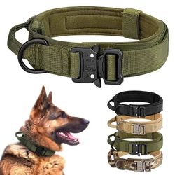tactical dog collar with metal buckle and adjustable nylon strap