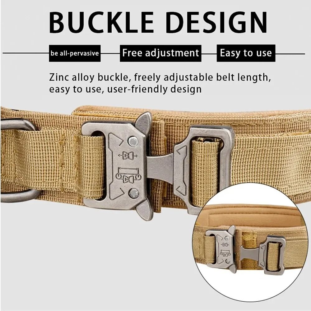 Tactical Dog Collar With Metal Buckle And Adjustable Nylon Strap 2