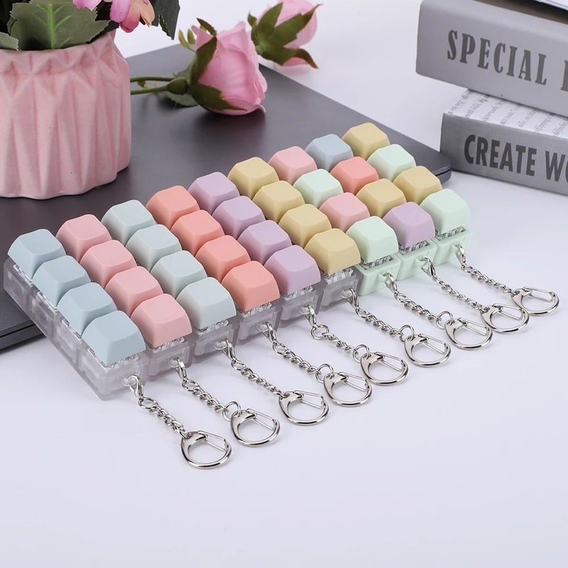Button Keycap Fidget Keychain Toy Decompression Keyboard 1