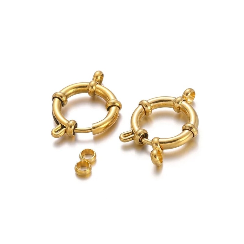 Stainless Steel Gold Round Spring Clasps Set For Jewelry Making 4