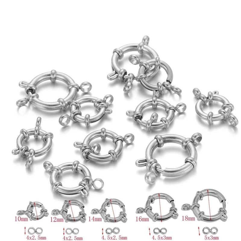 Stainless Steel Gold Round Spring Clasps Set For Jewelry Making 6