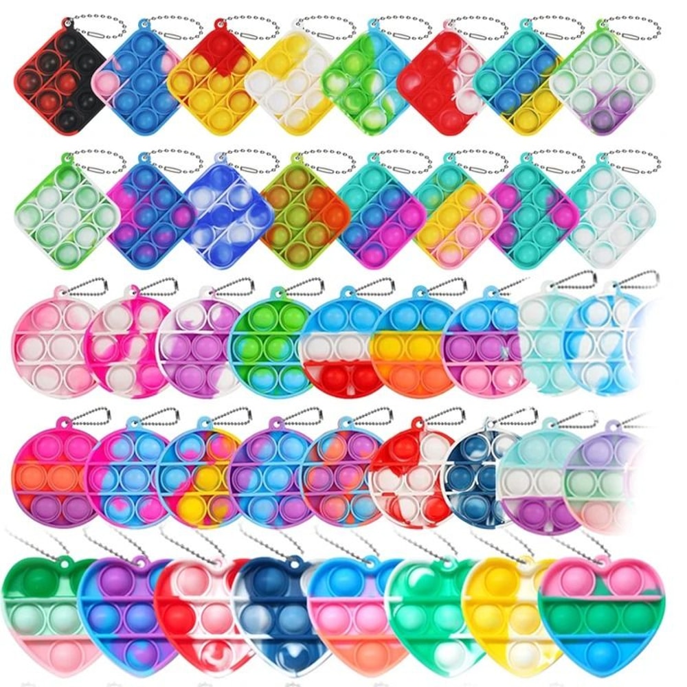 Pop Keychain Fidget Toys Bulk Push Stress Relief Set 0
