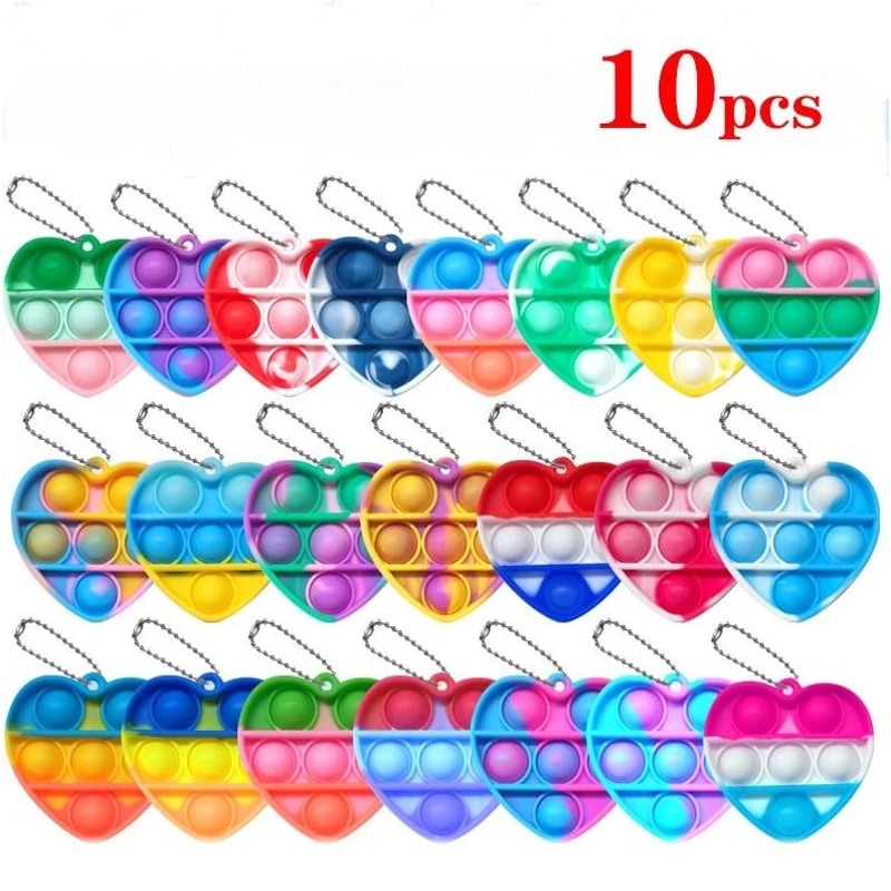 Pop Keychain Fidget Toys Bulk Push Stress Relief Set 9