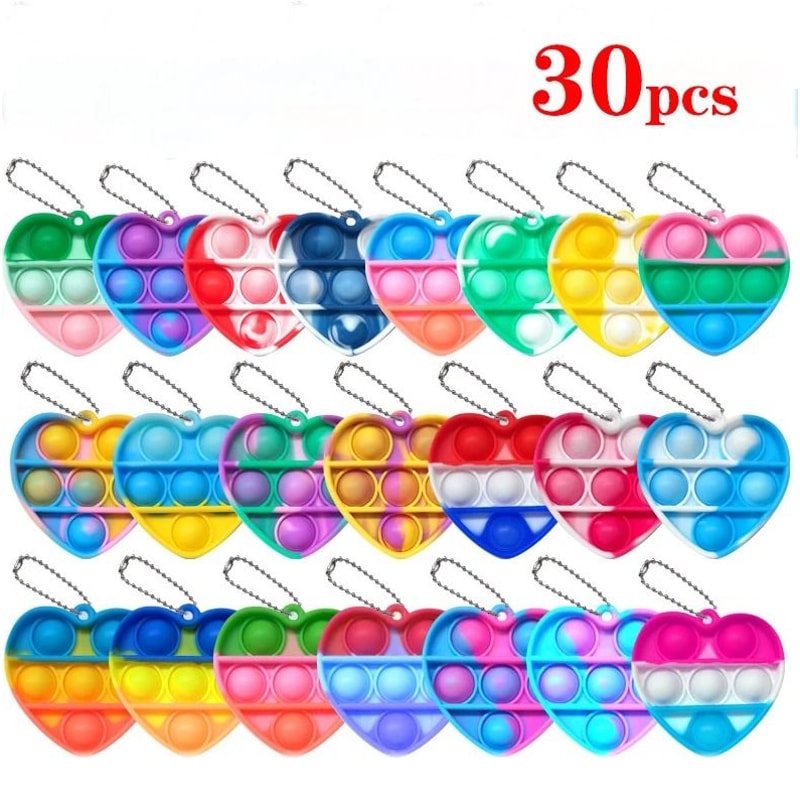 Pop Keychain Fidget Toys Bulk Push Stress Relief Set 10