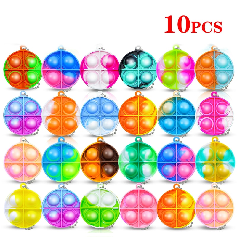 Pop Keychain Fidget Toys Bulk Push Stress Relief Set 12