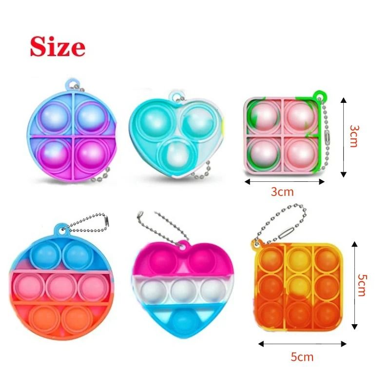 Pop Keychain Fidget Toys Bulk Push Stress Relief Set 5